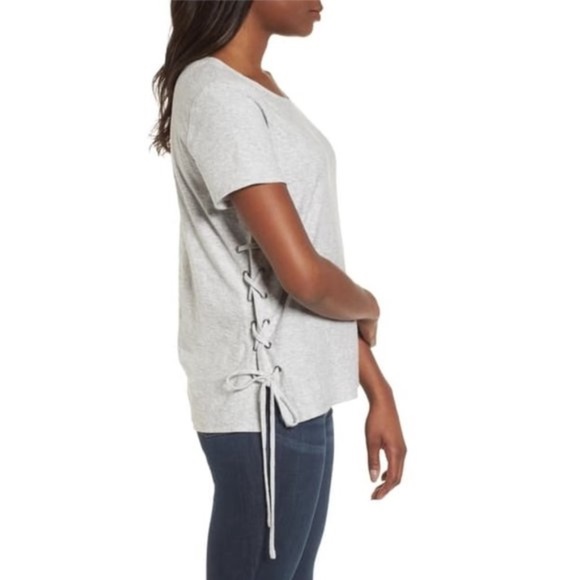 Vince Camuto Side Lace-Up Cotton Slub Top - Picture 3 of 3